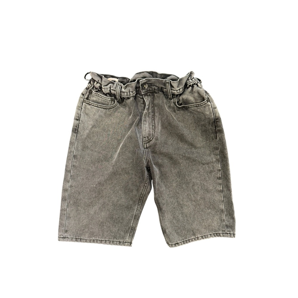 Off-White Denim Shorts Mens 30 Washed Black Grey New Ruffle Paperbag Waist